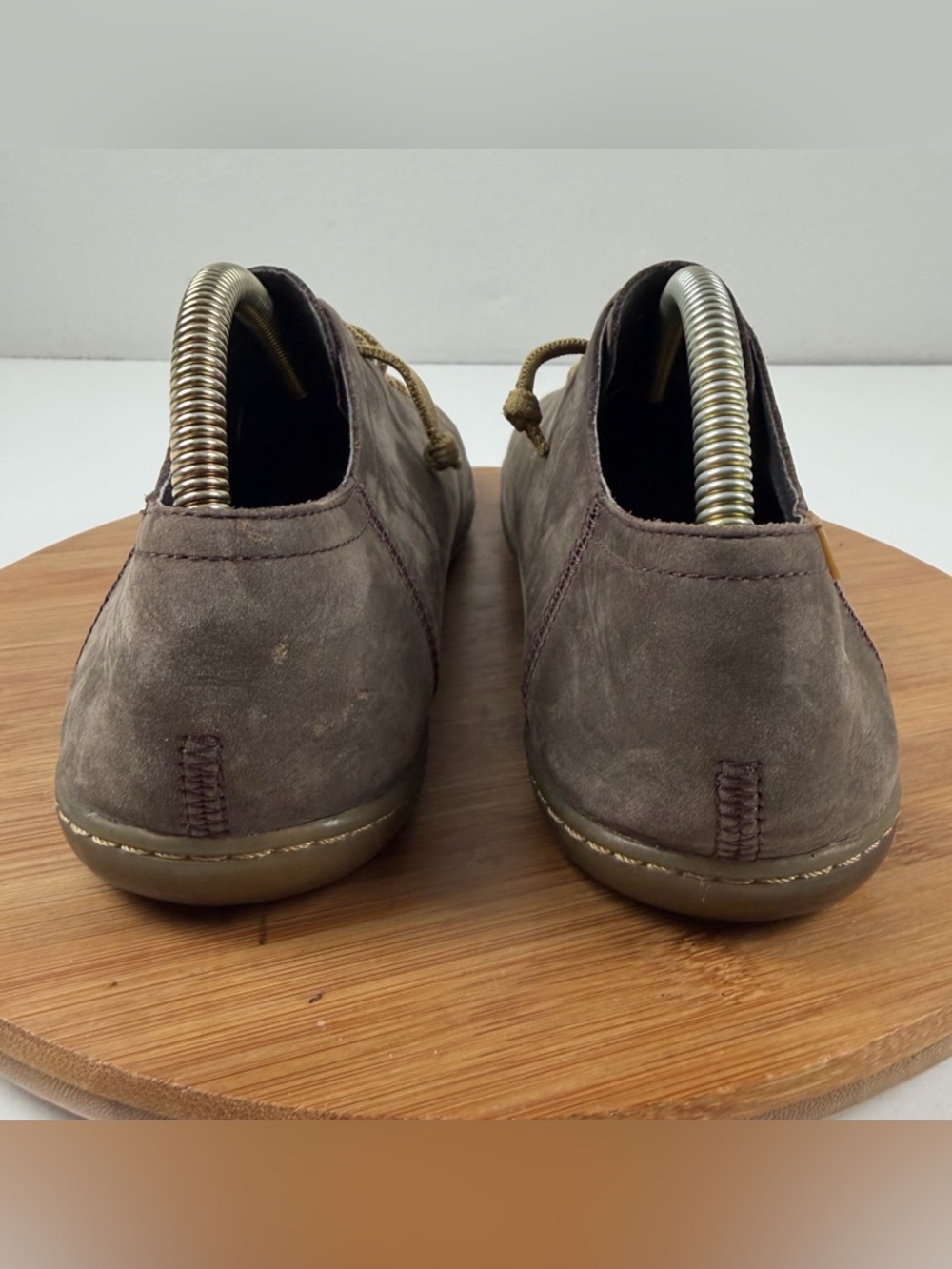 Camper Men's Suede Sneakers in Taupe with Olive Laces - Picture 4 of 10